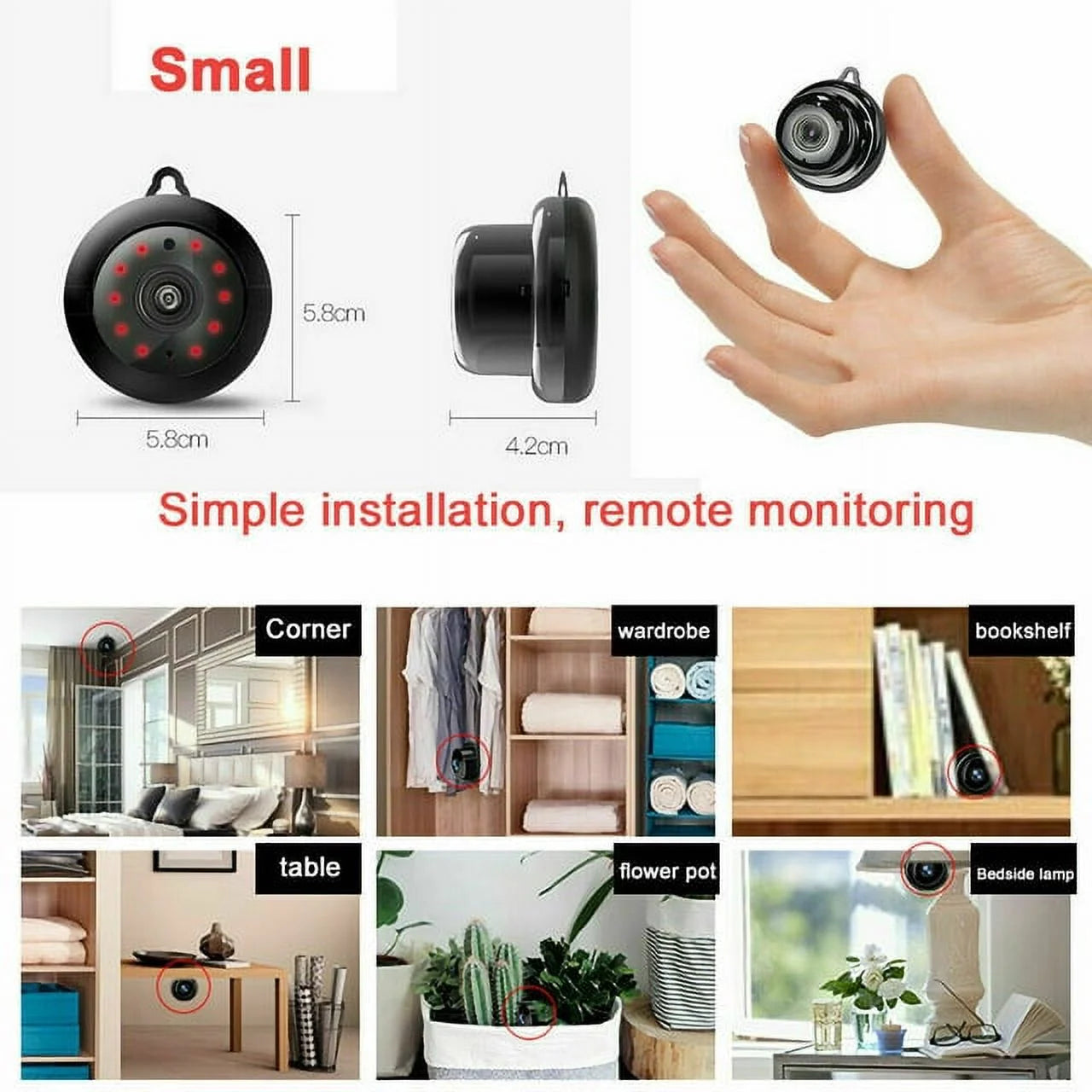 Mini Camera Small Nanny Cam 1080P Wireless Portable Indoor Outdoor Home Security Cameras, Night Vision
