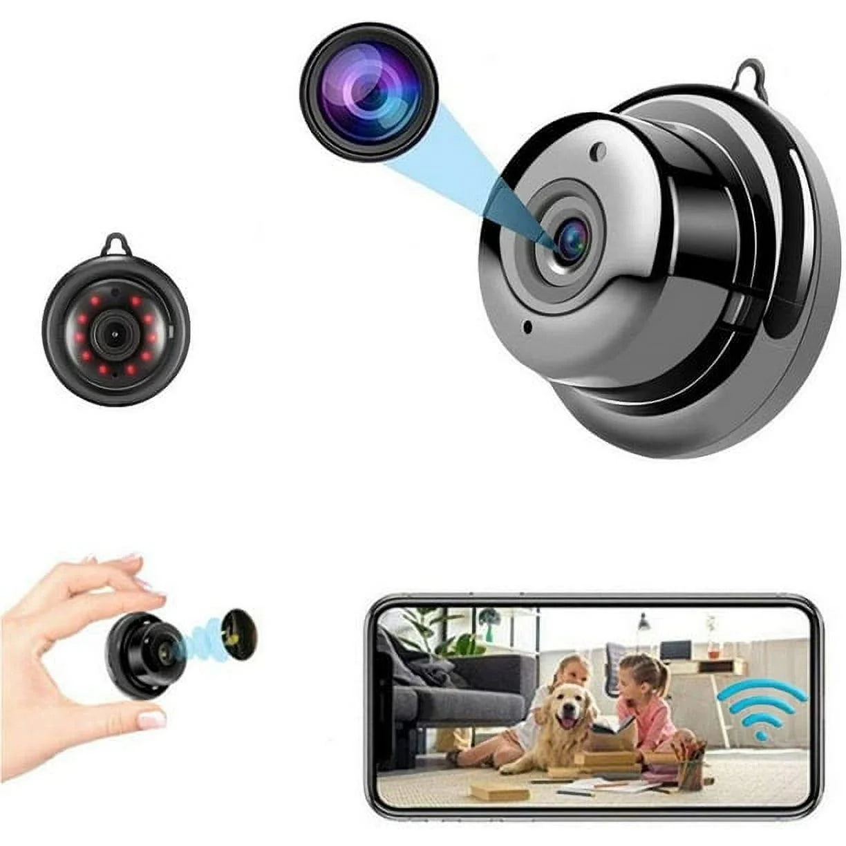 Mini Camera Small Nanny Cam 1080P Wireless Portable Indoor Outdoor Home Security Cameras, Night Vision