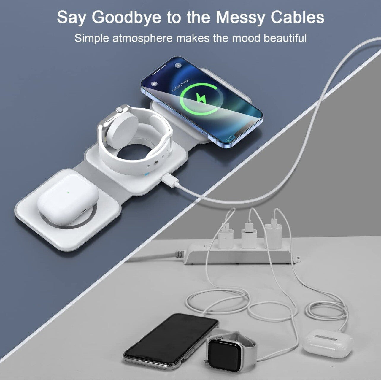 3-In-1 Fast Wireless Magnetic Foldable Charging Station for Apple
